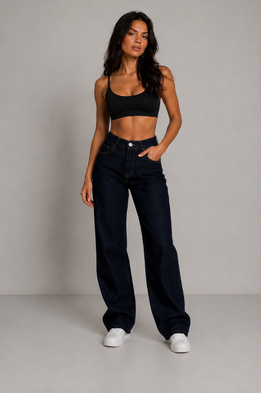 Jean large denim brut