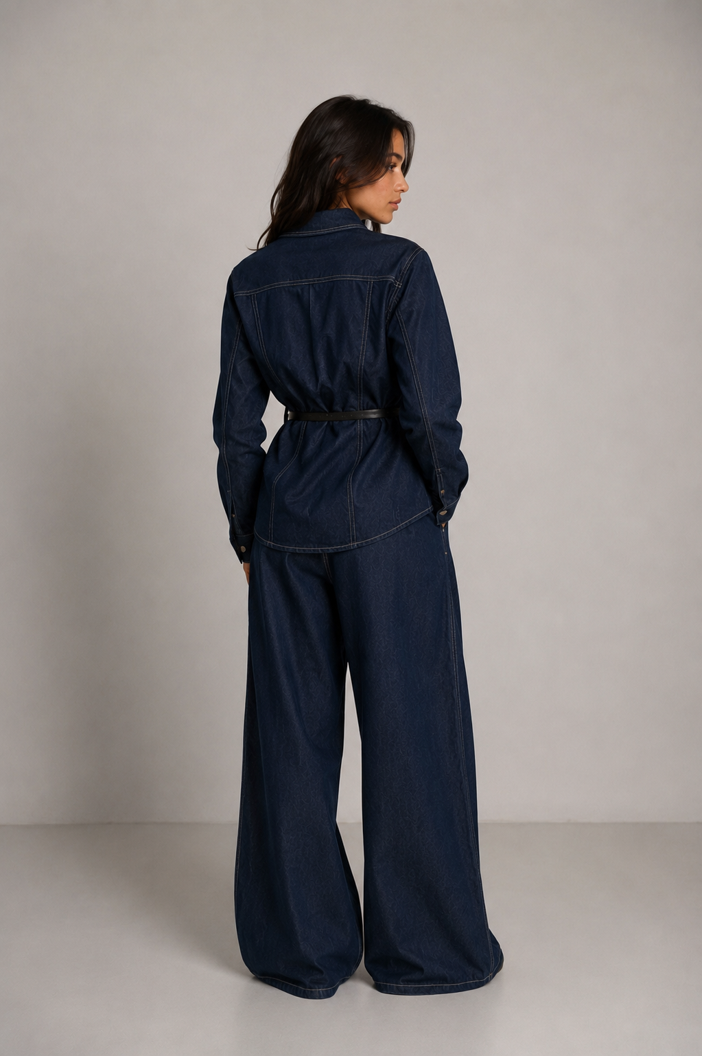 Ensemble en jean oversize ceinturé