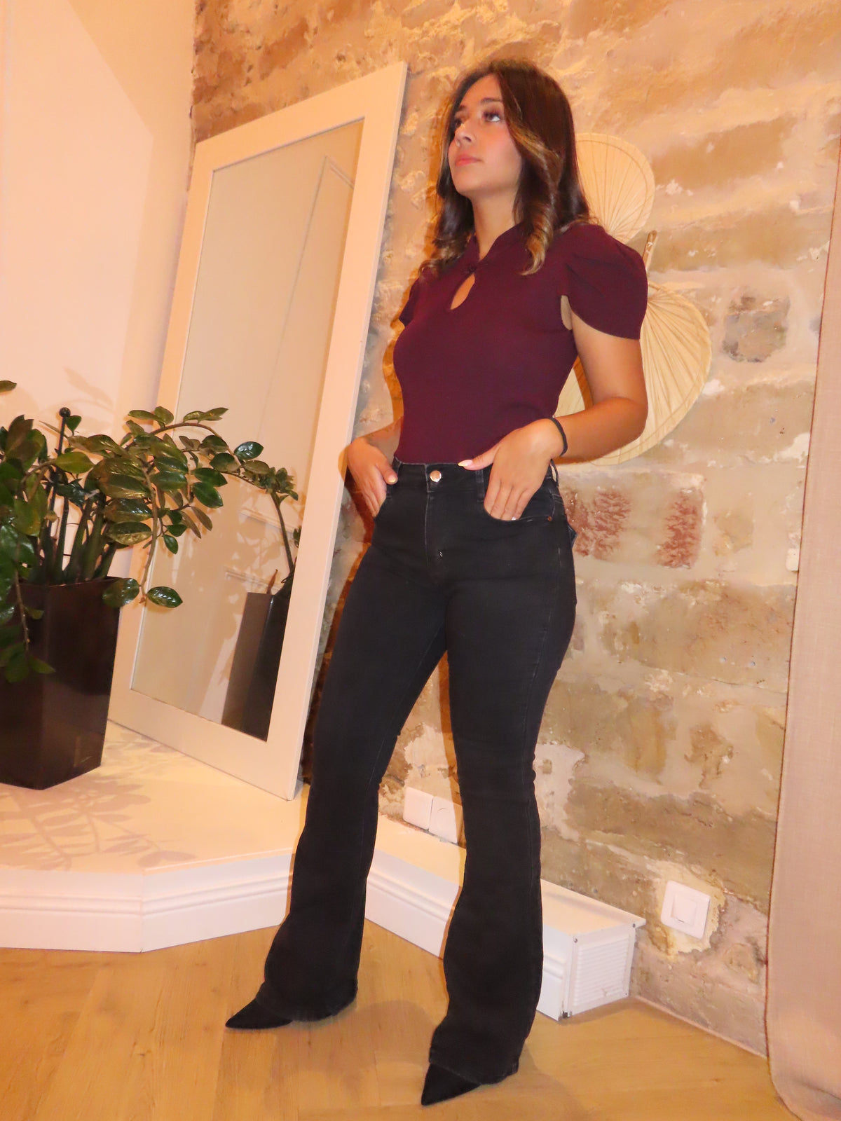 Jean flare taille haute