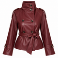 Veste trench courte en simili cuir