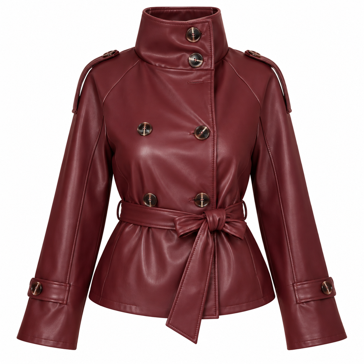 Veste trench courte en simili cuir