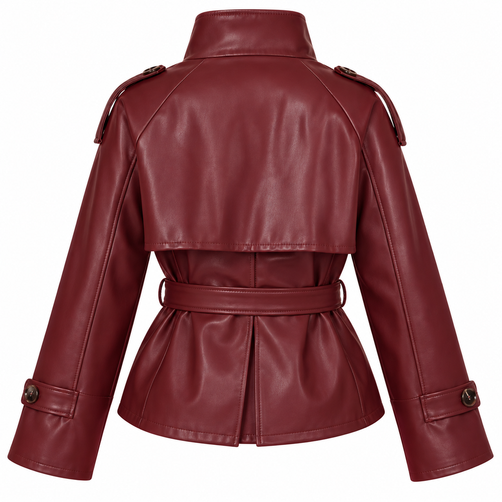 Veste trench courte en simili cuir