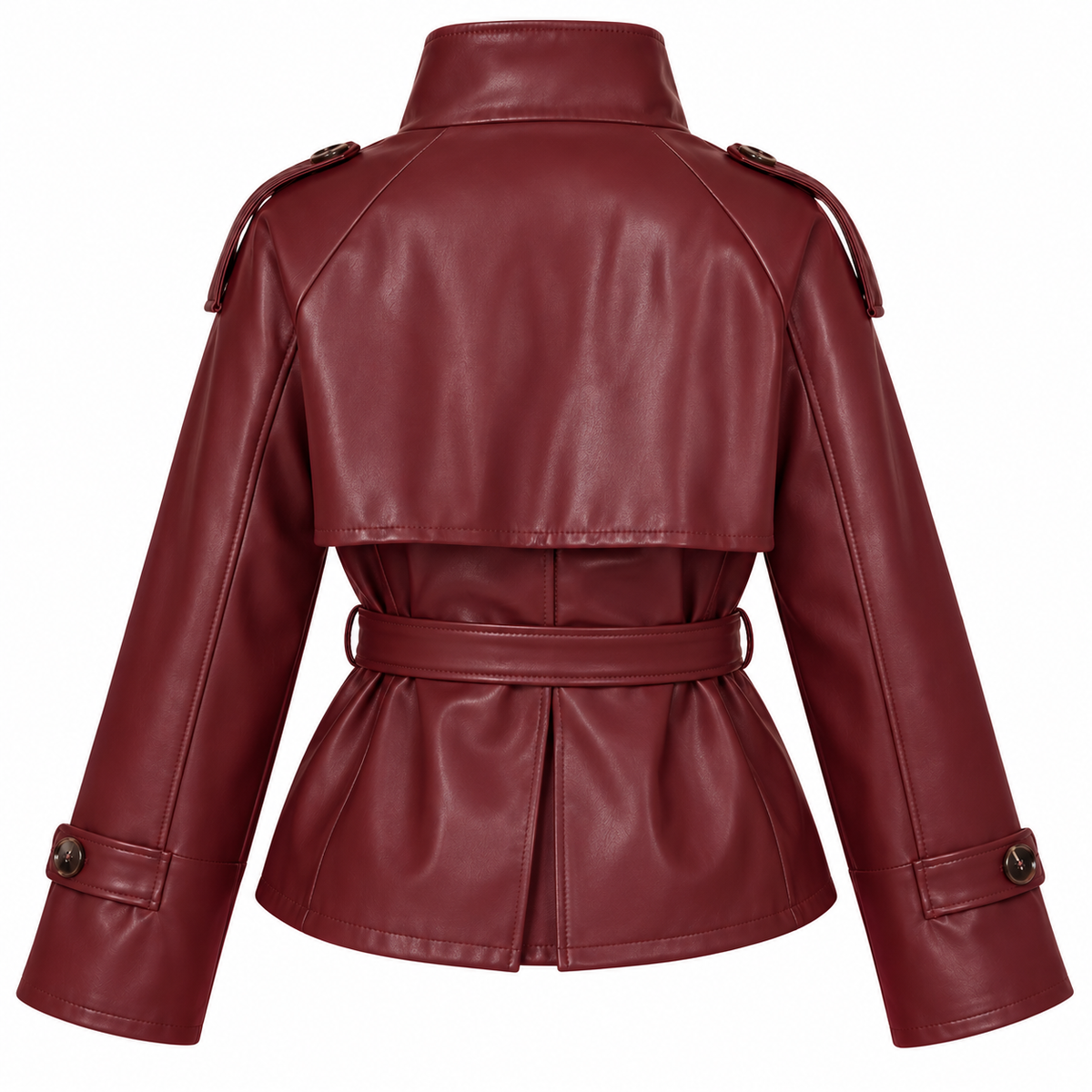 Veste trench courte en simili cuir