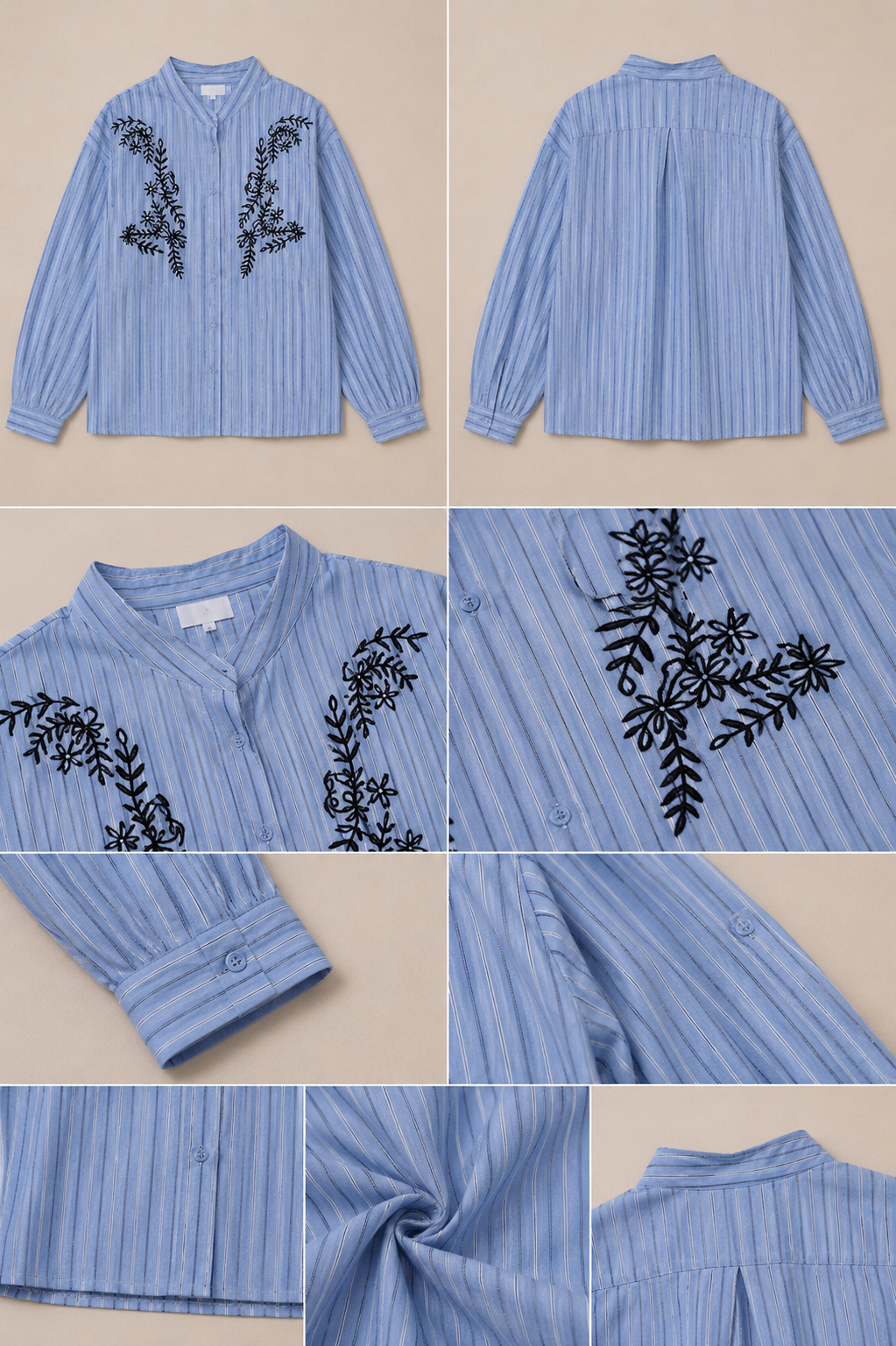 Chemise rayée brodée