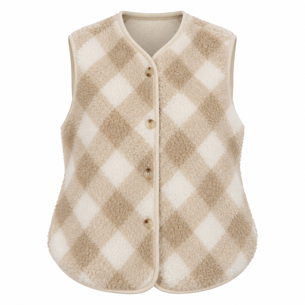 Gilet sherpa à carreaux