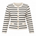Veste en maille rayée à boutons dorés