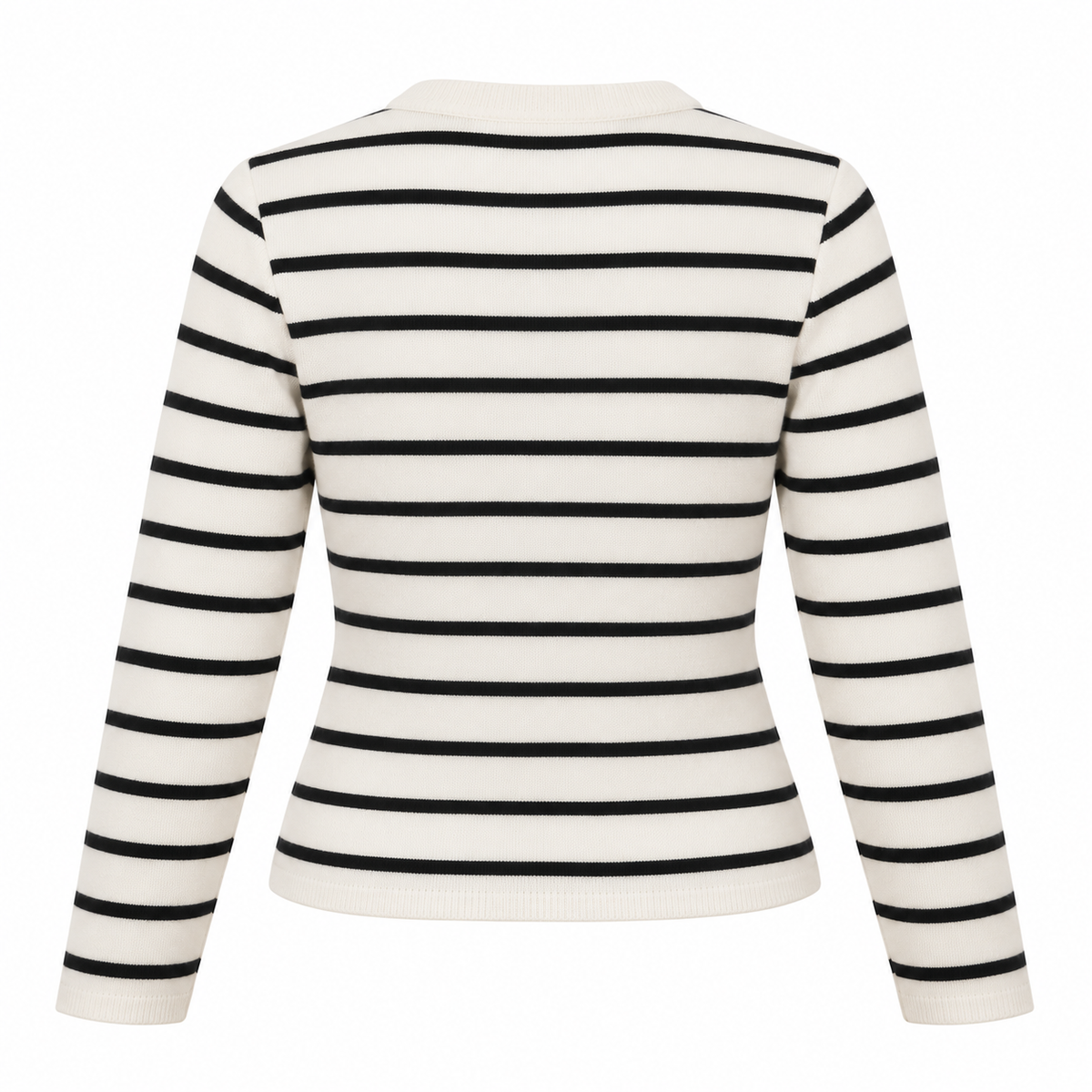 Veste en maille rayée à boutons dorés