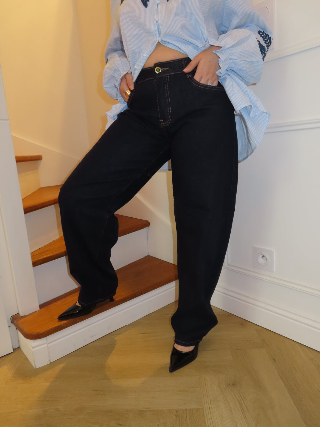 Jean large denim brut