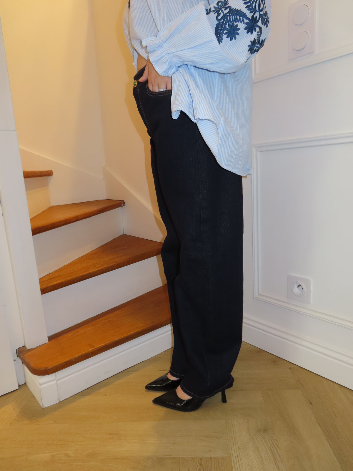 Jean large denim brut