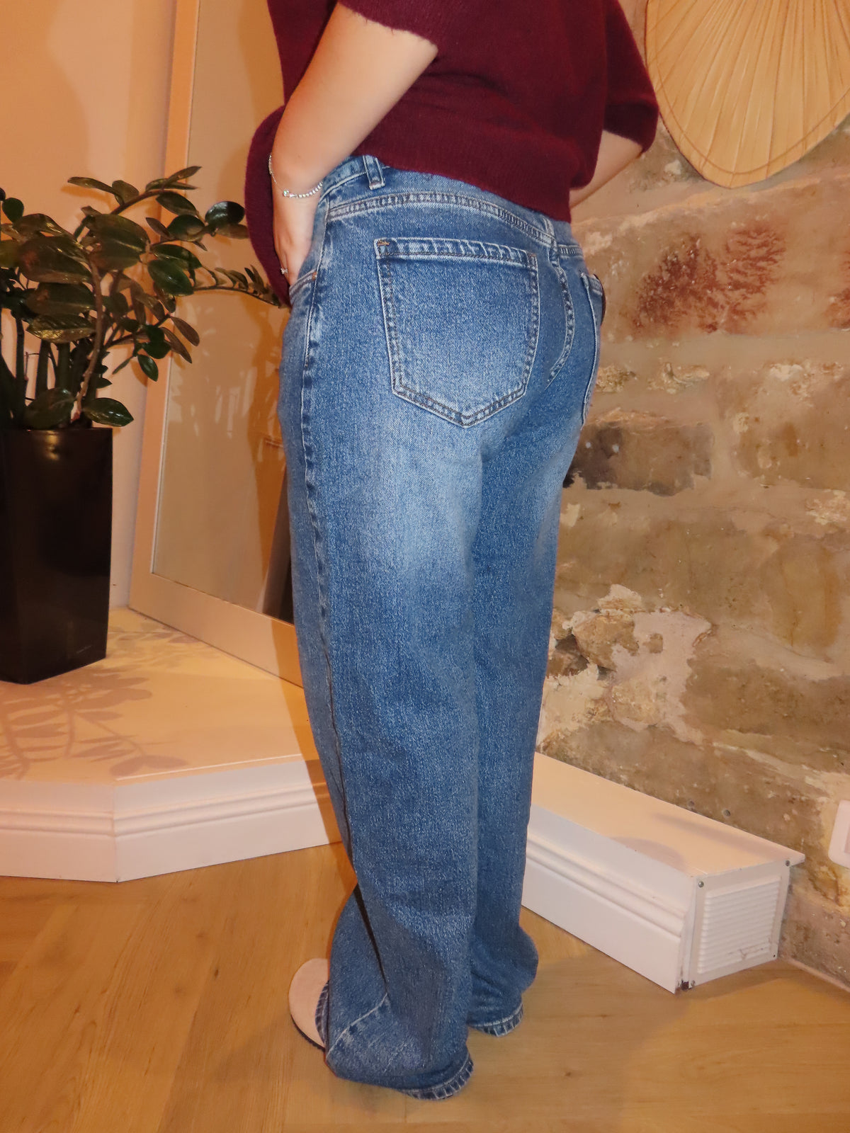 Jean large bleu délavé