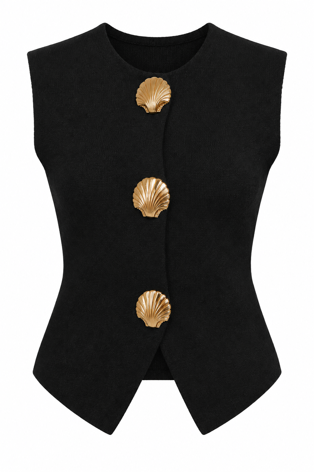 Top maille sans manches à boutons coquillage