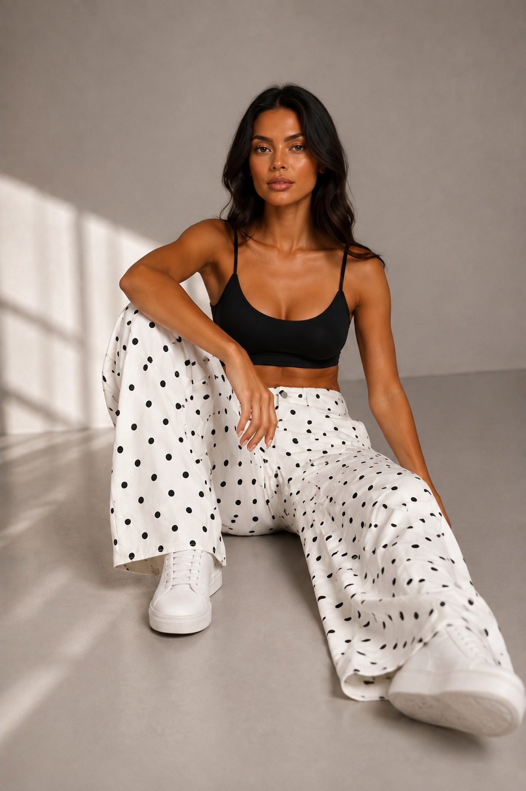 Pantalon large à pois