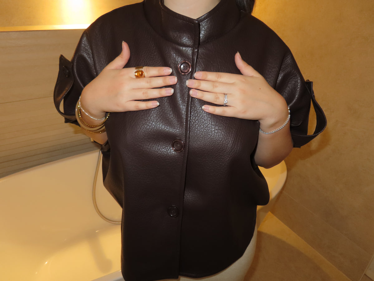 Veste boxy en simili cuir