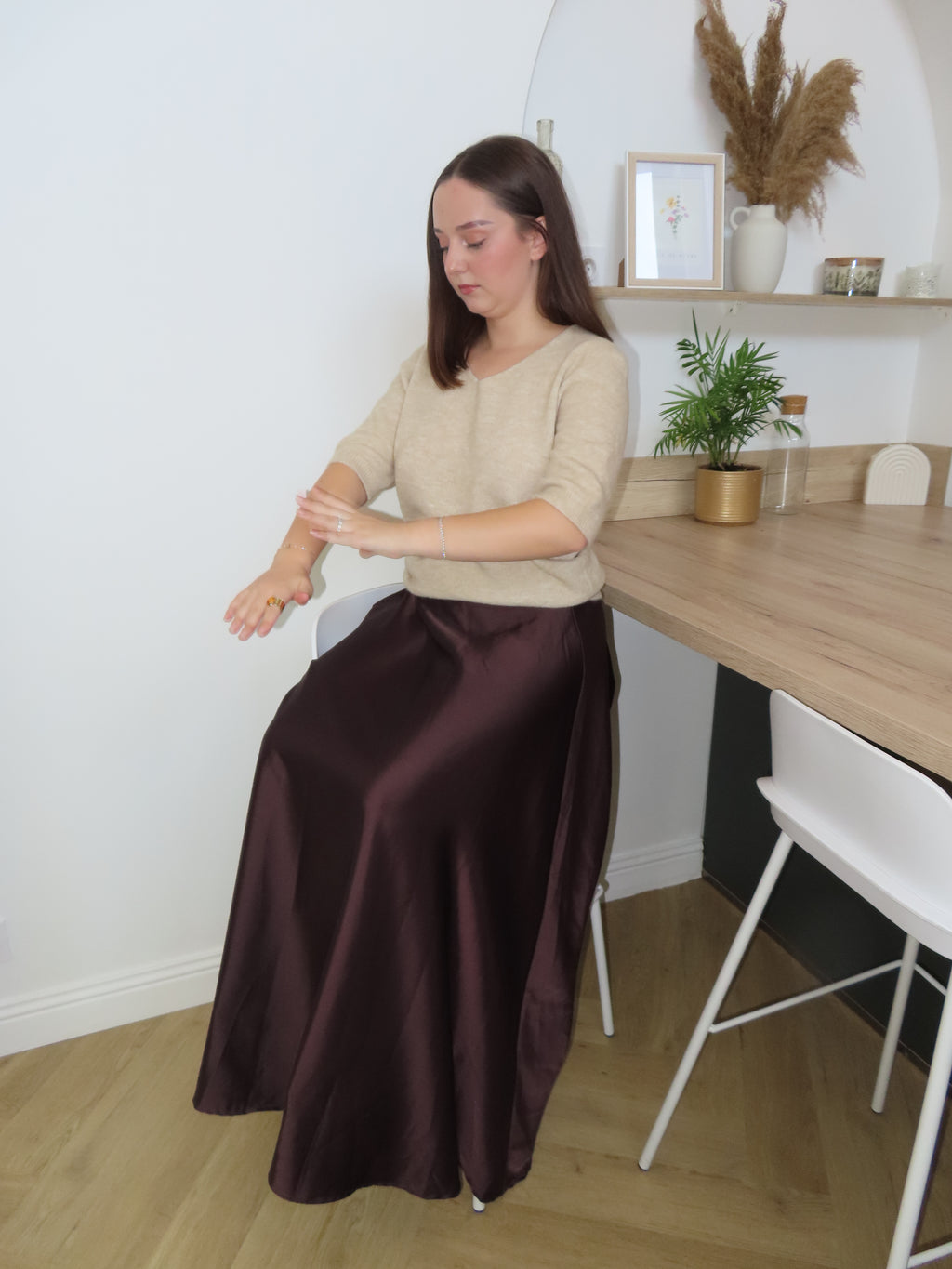 Jupe longue satinée