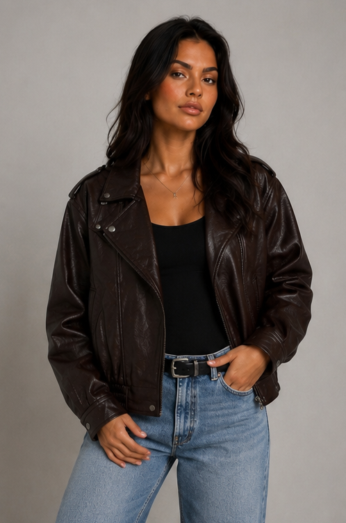Veste oversize en simili cuir