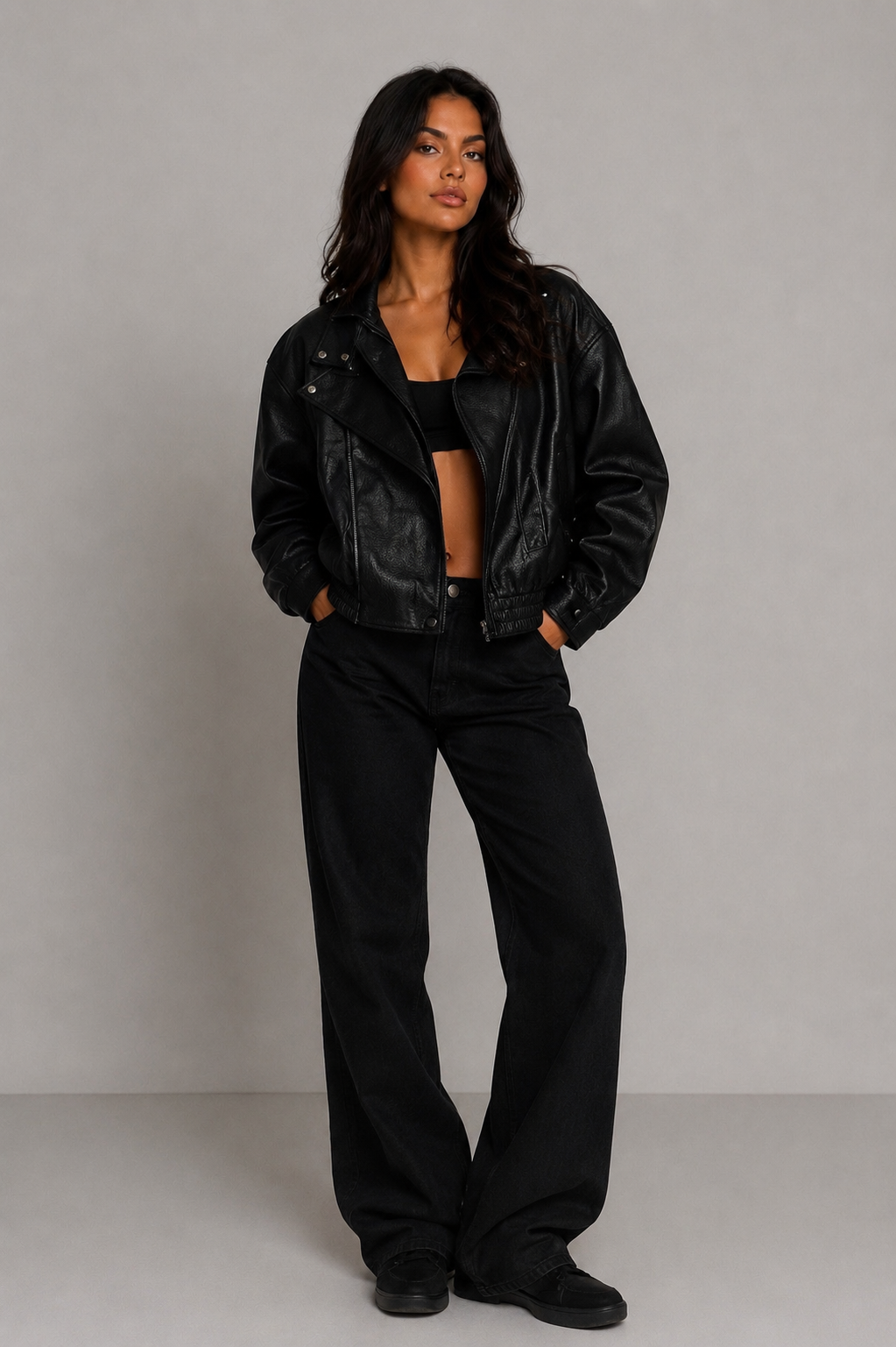 Veste oversize en simili cuir